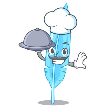 Şef gıda ile el çekilmiş tüy maskot