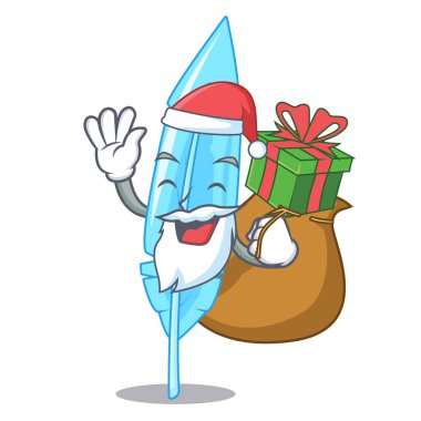 Noel Baba hediye tüy maskot karikatür tarzı ile