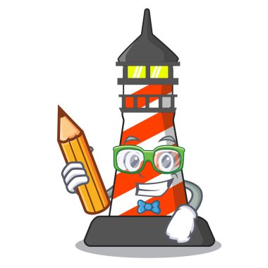 Öğrenci çizgi film gerçekçi kırmızı fener Binası