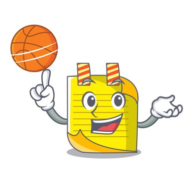 Basketbol Not kağıt karakter karikatür vektör çizim ile