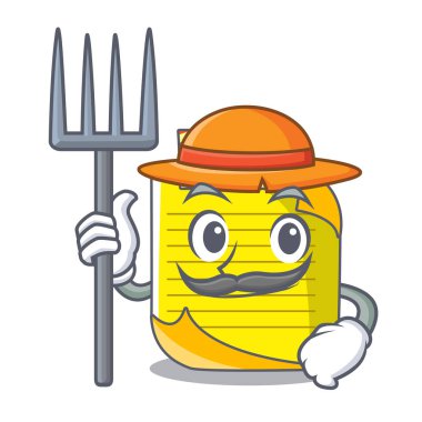 Çiftçi Not kağıt karakter karikatür vektör çizim