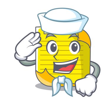 Denizci Not kağıt karakter karikatür vektör çizim