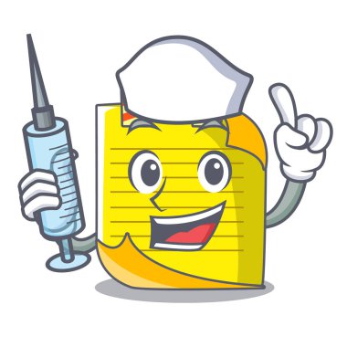 Hemşire karikatür not kağıdı kavramsal fikir vektör çizim ile