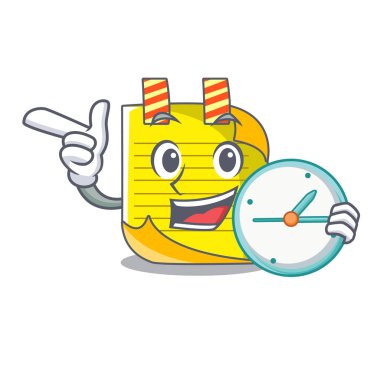 Saat çizgi film not kağıdı ile kavramsal fikir vektör çizim ile