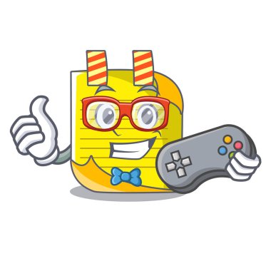 Oyun kontrol Not kağıt maskot vektör çizim
