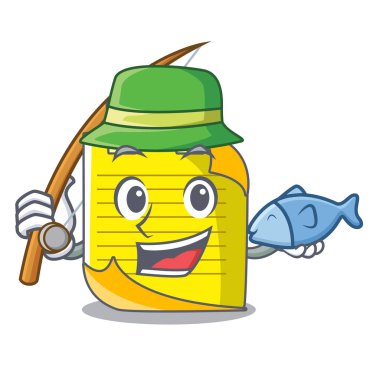 Kontrol balıkçılık Not kağıt maskot vektör çizim