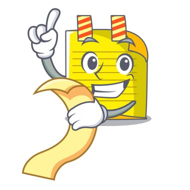 Not kağıdı maskot vektör çizim menüsü ile kontrol