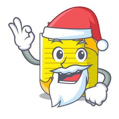 Santa maskot not kağıdı yer işareti vektör çizim ile