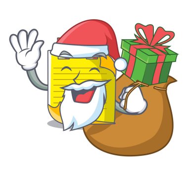 Noel Baba hediye maskot not kağıdı yer işareti vektör çizim ile birlikte