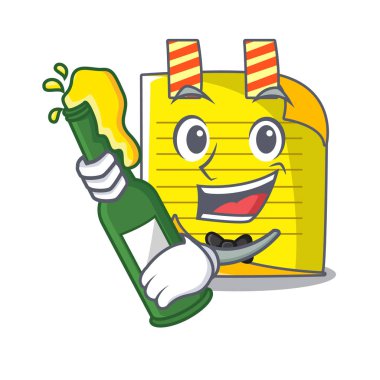 Bira maskot not kağıdı ile yer işareti vektör çizim ile