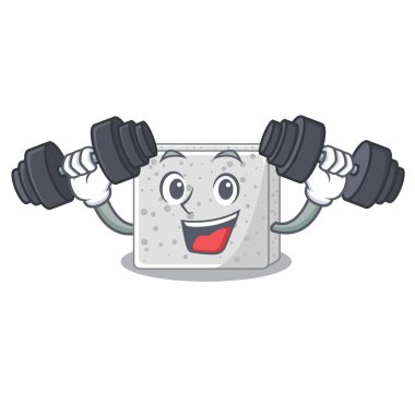 Fitness beyaz peynir karakter karikatür vektör çizim