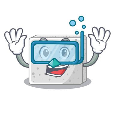 Dalış beyaz peynir karakter vektör çizim adet