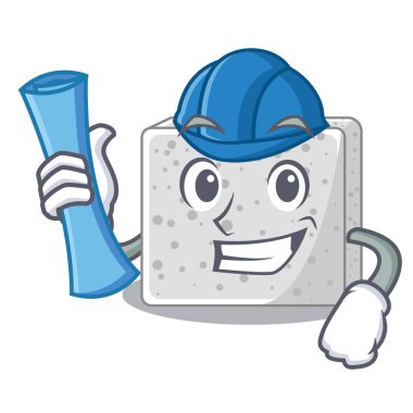 Mimar beyaz peynir karakter vektör çizim adet