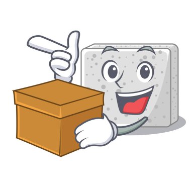 Kutusu beyaz peynir adet karakter vektör çizim ile