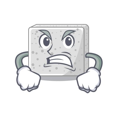 Kızgın beyaz peynir tabağı çizgi film vektör çizim blokta