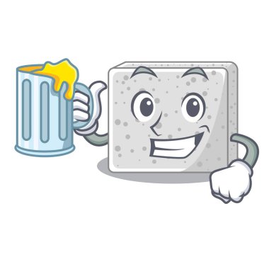 Suyu beyaz peynir blok ile plaka karikatür vektör çizim