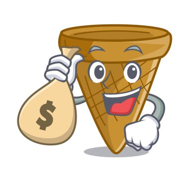 Para çantası gofret koni karakter karikatür vektör çizim ile