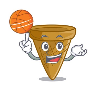 Basketbol gofret koni karakter karikatür vektör çizim ile
