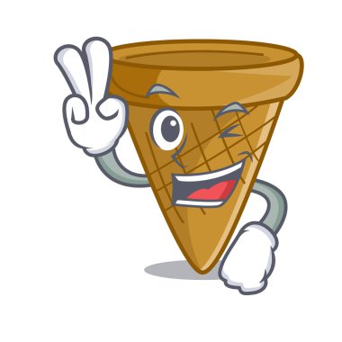 İki çizgi film dondurma gofret koni vektör çizim parmak