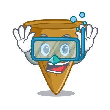 Dalış karikatür dondurma gofret koni vektör çizim