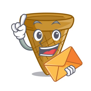 Zarf karikatür dondurma gofret koni vektör çizim ile