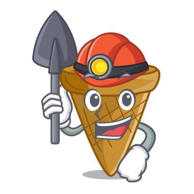 Madenci boş gofret koni dondurma karakter vektör çizim için