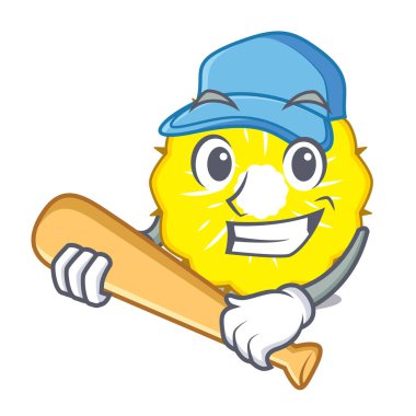 İskambil beyzbol ananas dilim karakter karikatür vektör halat