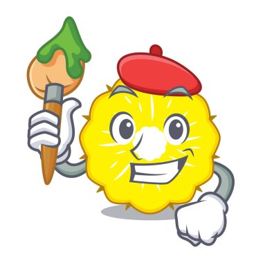 Sanatçı ananas dilim karakter karikatür vektör halat