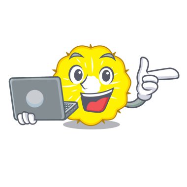 Dizüstü ananas dilim karakter karikatür vektör halat ile