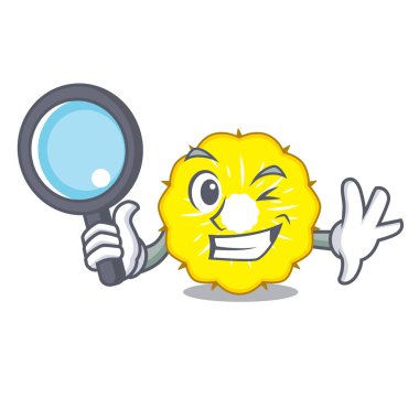 Dedektif karakter ananas dilim taze vektör çizim