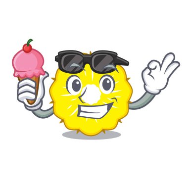 Dondurma karakter ananas dilim taze vektör çizim ile