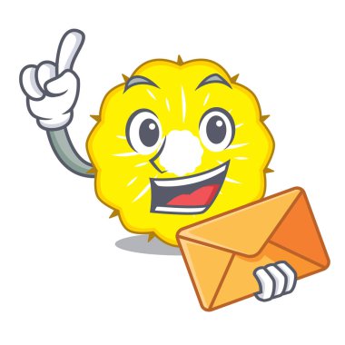 Zarf karakter ananas dilim taze vektör çizim ile