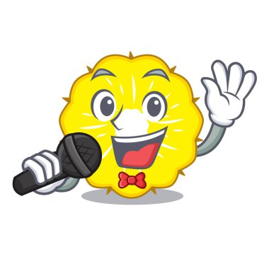 Çizgi film vektör illüstrasyon izole şarkı ananas dilim meyve