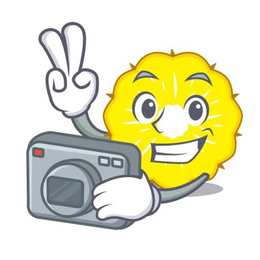 Çizgi film vektör illüstrasyon izole fotoğrafçı ananas dilim meyve