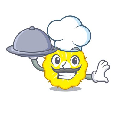 Şef gıda ananas dilim meyve üzerinde çizgi film vektör illüstrasyon izole