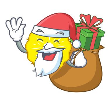 Noel Baba hediye ananas Slice maskot vektör illüstrasyon izole