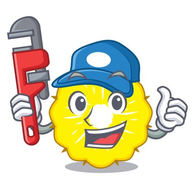 Tesisatçı ananas dilim maskot vektör illüstrasyon izole