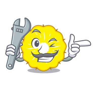 Maskot vektör illüstrasyon izole mekanik ananas dilim
