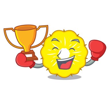 Maskot vektör illüstrasyon izole boks şampiyonu ananas dilim