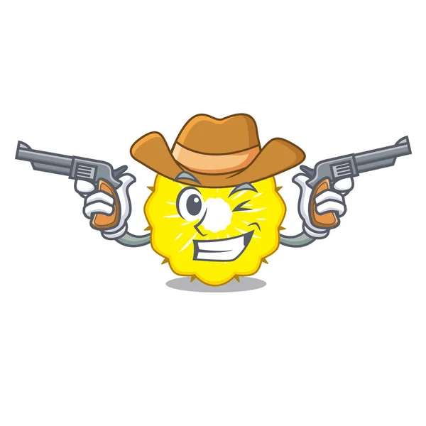 Cowboy Ananas Segment Karakter Cartoon Vector Ilustration — Stockvector