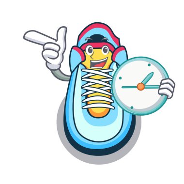 Saat çizgi film çifti rahat spor ayakkabılar vektör çizim ile