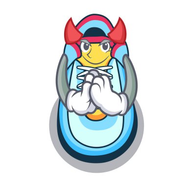 Şeytan karikatür sneaker Kauçuk ayak vektör çizim ile