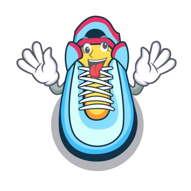 Deli spor ayakkabı maskot karikatür tarzı vektör çizim