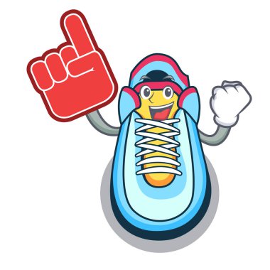 Köpük parmak spor ayakkabı maskot karikatür tarzı vektör çizim