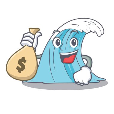 Para çantası dalga karakter karikatür tarzı vektör çizim ile