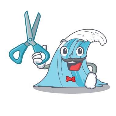 Dalga karakter karikatür tarzı vektör çizim berber