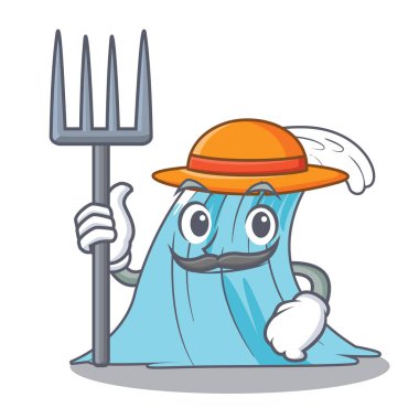 Çiftçi dalga karakter karikatür tarzı vektör çizim