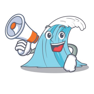 Megafon dalga karakter karikatür tarzı vektör çizim ile