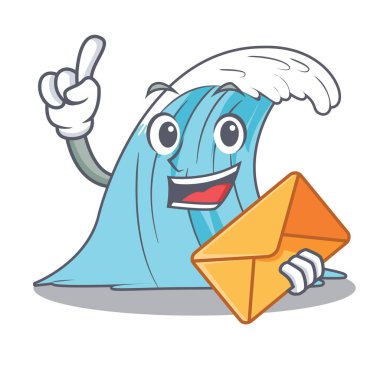 Su grafik karakter vektör çizim zarf dalgaları ile