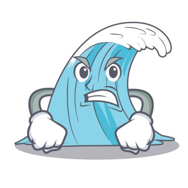 Kızgın çizgi film mavi dalga sörf vektör çizim